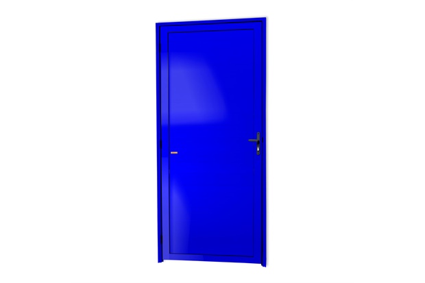 Porta de Giro Direita Super 25 com Lambri em Alumínio 210x100cm Azul - Brimak