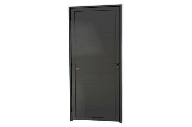 Porta de Giro Direita Super 25 com Lambri em Alumínio 210x70cm Cinza - Brimak