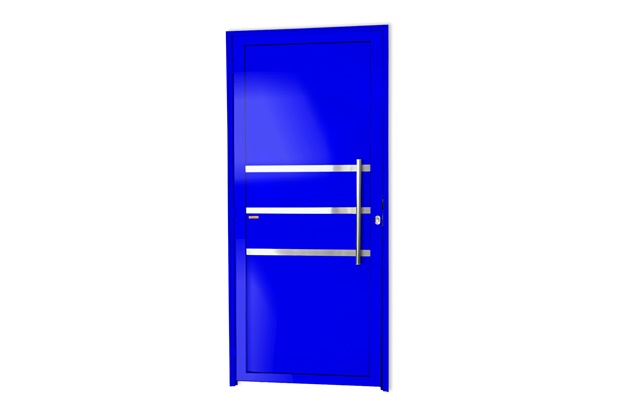 Porta de Giro Direita Super 25 com Lambri Friso E Puxador em Alumínio 210x80cm Azul - Brimak