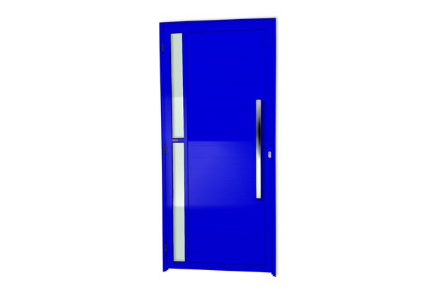 Porta de Giro Direita Visione Super 25 com Lambri E Puxador em Alumínio 210x90cm Azul - Brimak