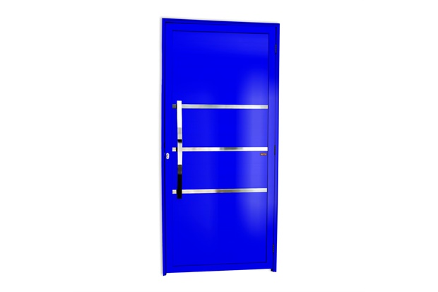 Porta de Giro Esquerda Evolution Super 25 com Lambri E Puxador em Alumínio 210x100cm Azul - Brimak