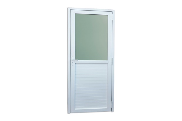 Porta de Giro Esquerda Itec com Vidro Boreal em Pvc 216x70cm Branca - Brimak