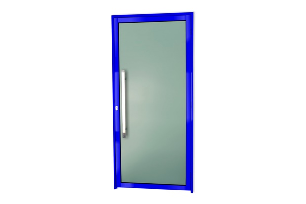 Porta de Giro Esquerda Murano Super 25 com Puxador em Alumínio 210x100cm Azul - Brimak