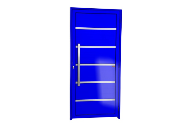 Porta de Giro Esquerda Premium Super 25 com Lambri E Puxador em Alumínio 210x100cm Azul - Brimak