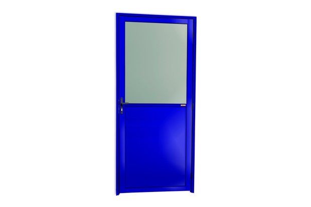 Porta de Giro Esquerda Super 25 com Lambri E Vidro Boreal em Alumínio 210x80cm Azul - Brimak