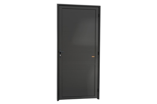 Porta de Giro Esquerda Super 25 com Lambri em Alumínio 210x70cm Cinza - Brimak