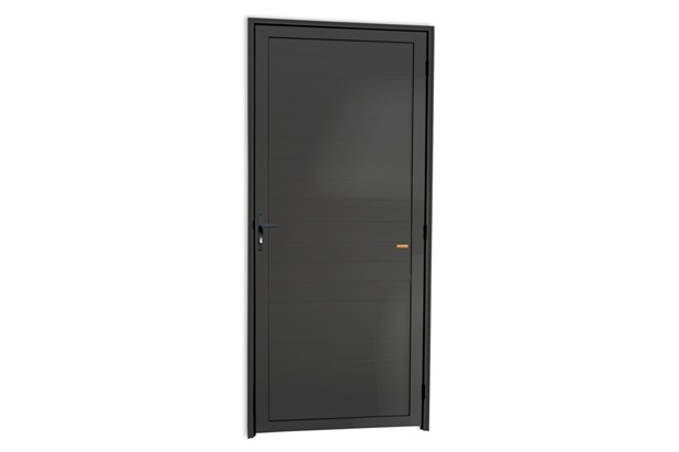 Porta de Giro Esquerda Super 25 com Lambri em Alumínio 210x90cm Cinza - Brimak