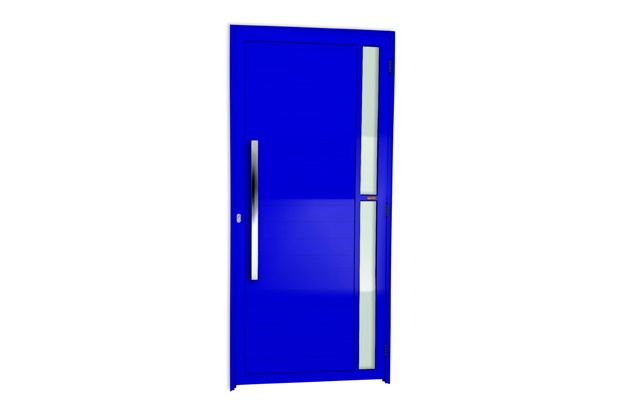 Porta de Giro Esquerda Visione Super 25 com Lambri E Puxador em Alumínio 210x90cm Azul - Brimak