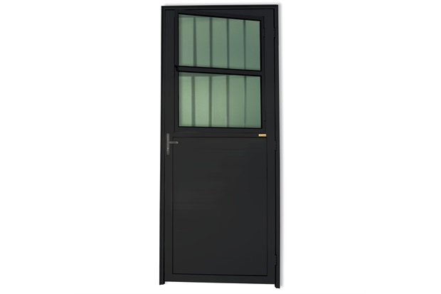 Porta Esquerda com Postigo E Vidro em Alumínio Super 25 210x86cm Preta - Brimak