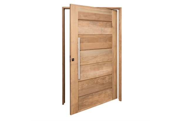 Porta Pivotante Direita Externa Bbb em Eucalipto 210x100cm Marrom - Grantok