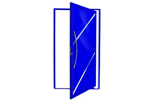 Porta Pivotante Esquerda Duna Super 25 com Lambri E Puxador em Alumínio 210x100cm Azul - Brimak