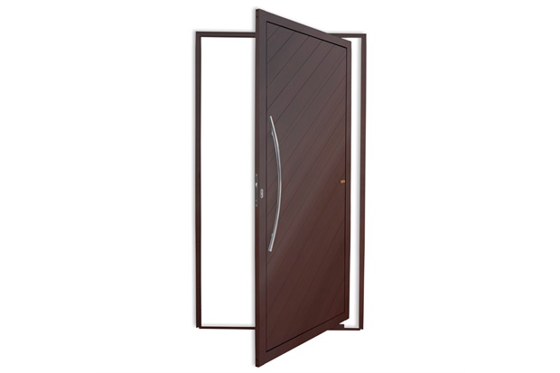 Porta Pivotante Esquerda Savana Super 25 com Lambri E Puxador em Alumínio 210x100cm Corten - Brimak