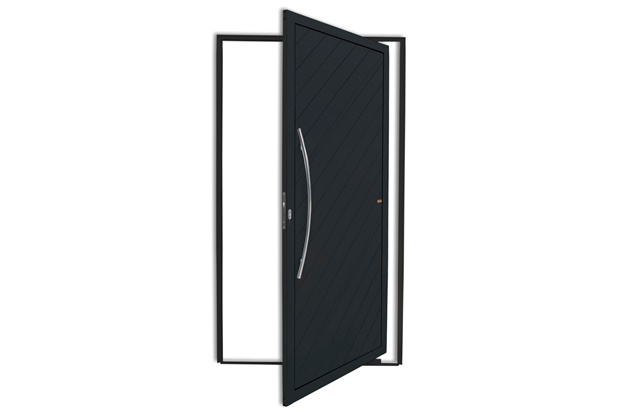 Porta Pivotante Esquerda Savana Super 25 com Lambri E Puxador em Alumínio 210x100cm Preta - Brimak