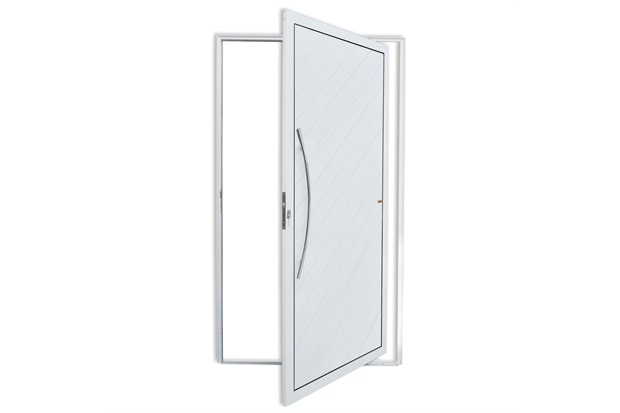 Porta Pivotante Esquerda Savana Super 25 com Lambri E Puxador em Alumínio 210x120cm Branca - Brimak