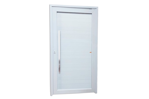 Porta Pivotante Esquerda Tecplus 100 com Lambri em Pvc 216x120cm Branca - Brimak