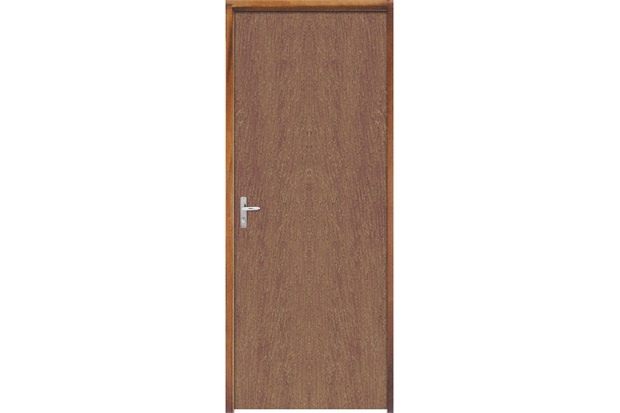 Porta Semi Oca Montada Direita Imbuia Lisa 210x72cm com Batente de 9cm Natural - Sidney Esquadrias 