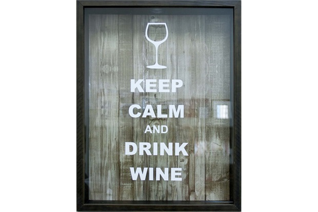 Quadro Porta Rolha em Madeira Keep Calm And Drink Wine 32x42cm Imbuia - Kapos
