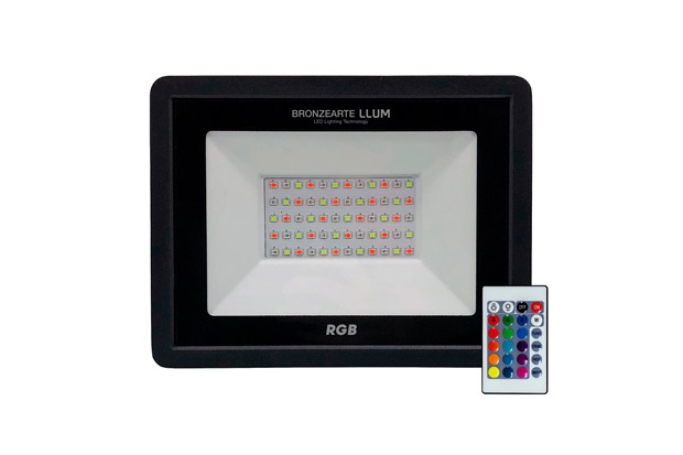 Refletores Led Deep Fit Bivolt 50w Rgb Preto - Bronzearte 