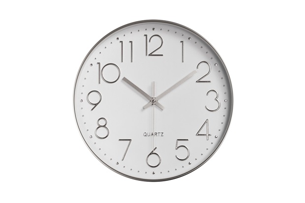 Relógio de Parede 30cm Branco E Prata - Casanova