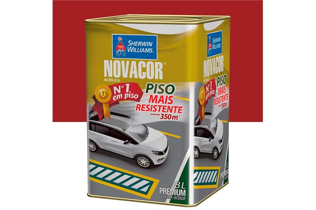Tinta Acrílica Fosca Novacor Piso Premium Vermelho Segurança 18 Litros - Sherwin Williams
