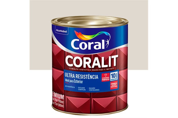 Tinta Esmalte Sintético Premium Acetinada Coralit Tradicional Gelo 900ml - Coral