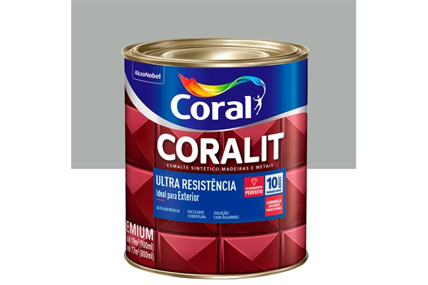 Tinta Esmalte Sintético Premium Acetinada Coralit Tradicional Platina 900ml - Coral