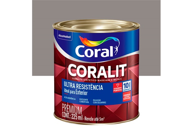 Tinta Esmalte Sintético Premium Brilhante Coralit Tradicional Alumínio 225ml - Coral