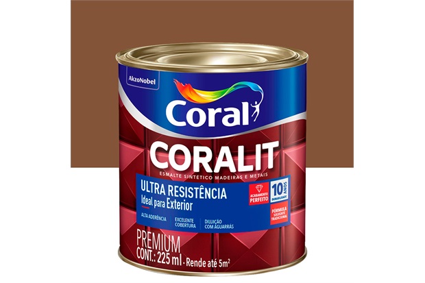 Tinta Esmalte Sintético Premium Brilhante Coralit Tradicional Conhaque 225ml - Coral