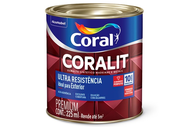 Tinta Esmalte Sintético Premium Brilhante Coralit Tradicional Del Rey 225ml - Coral