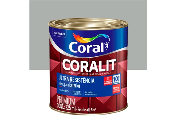 Tinta Esmalte Sintético Premium Brilhante Coralit Tradicional Platina 225ml - Coral